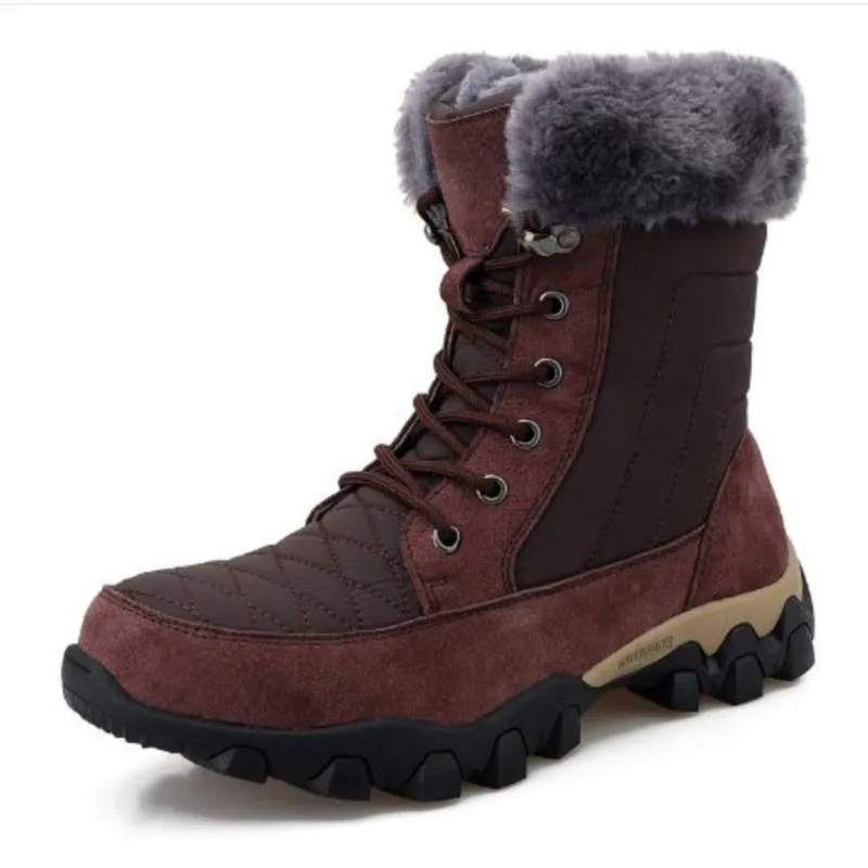 Зимние мужские ботинки, высококачественные водонепроницаемые зимние ботинки, сохраняющие тепло, плюшевые нескользящие походные ботинки, Рабочая повседневная обувь D395 Изображение 5