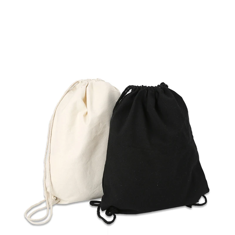 Холщовая сумка на плечах, связка с завязками, карманы, сумка для покупок, студенческий рюкзак, хлопчатобумажная сумка для спортзала, дорожная сумка для хранения Изображение 0