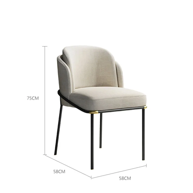 Современный обеденный стул в скандинавском стиле с металлическими ножками, Роскошный стул для кухни и гостиной с мягкой обивкой, Дизайнерский шезлонг, Дизайнерская мебель Изображение 4