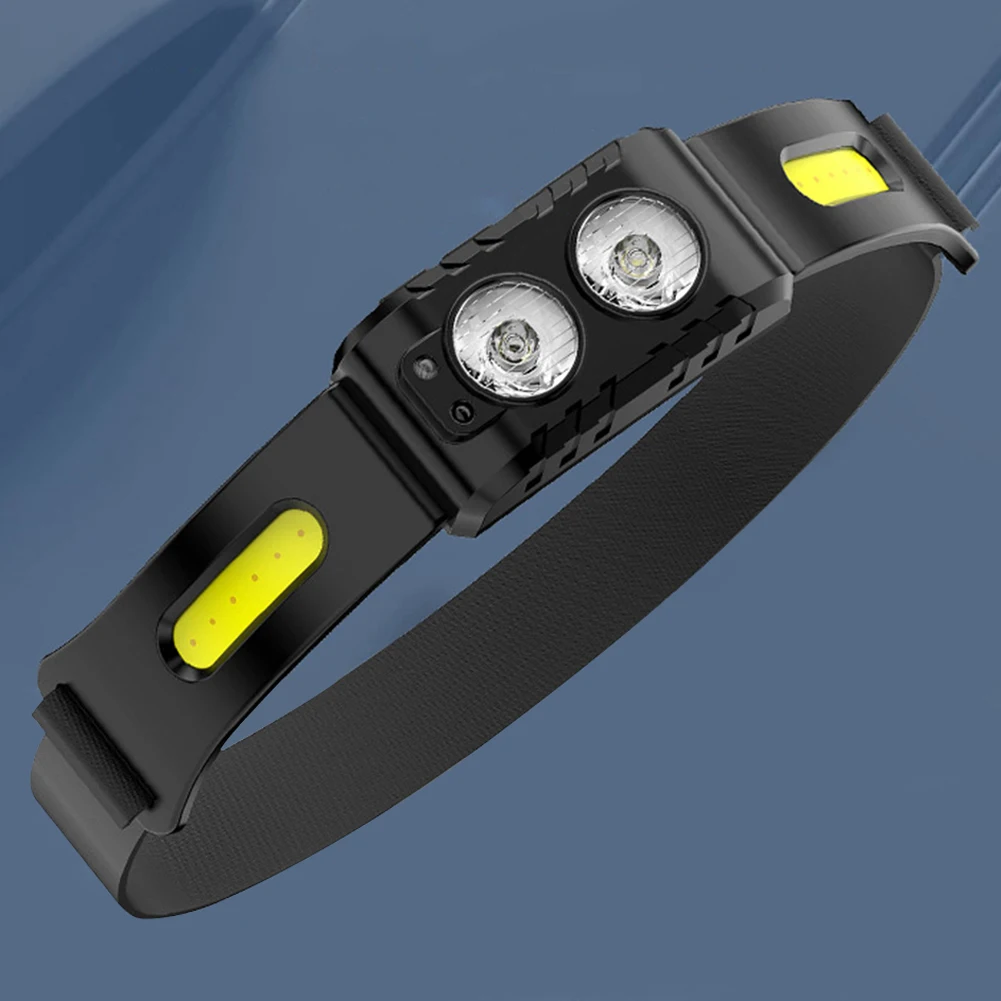 Светодиодный налобный фонарь на 300 люмен, умный головной фонарик с волновой чувствительностью IPX4, водонепроницаемый, с 4 передачами, для кемпинга на открытом воздухе, рыбалки, бега. Изображение 0