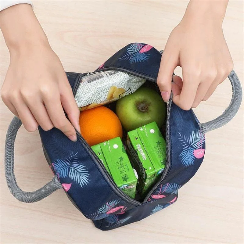 Bolsa aislante de lona con bolsillo para el almuerzo, bolsa térmica Unisex con estampado Simple multifuncional, ideal para Picni Изображение 1
