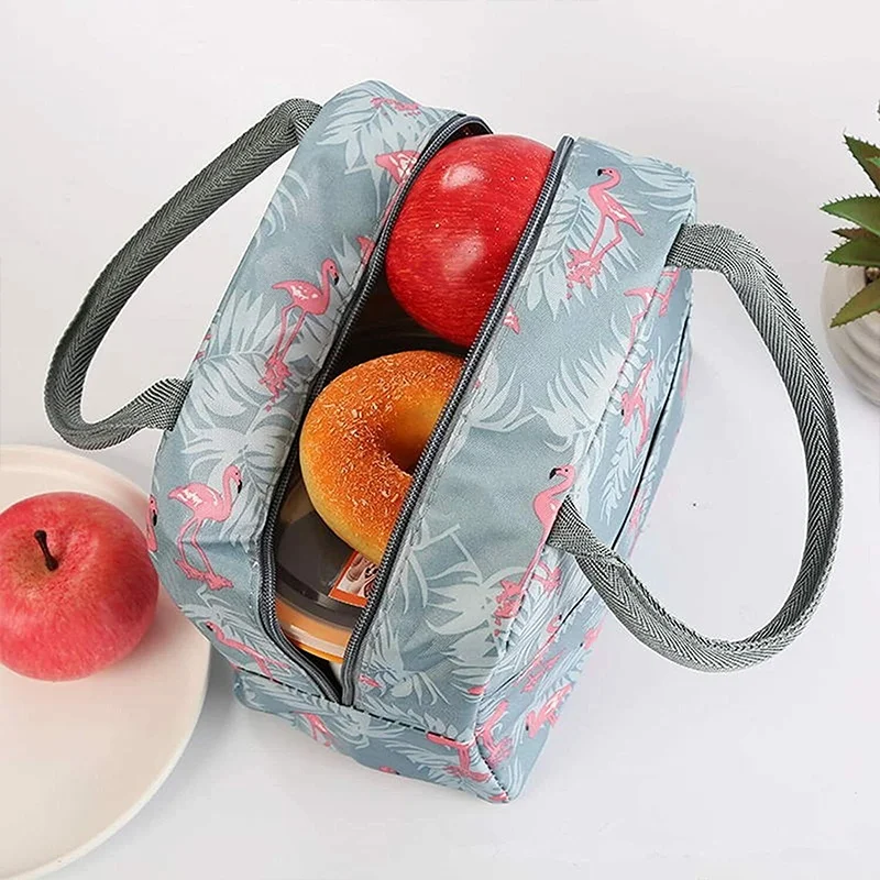 Bolsa aislante de lona con bolsillo para el almuerzo, bolsa térmica Unisex con estampado Simple multifuncional, ideal para Picni Изображение 4
