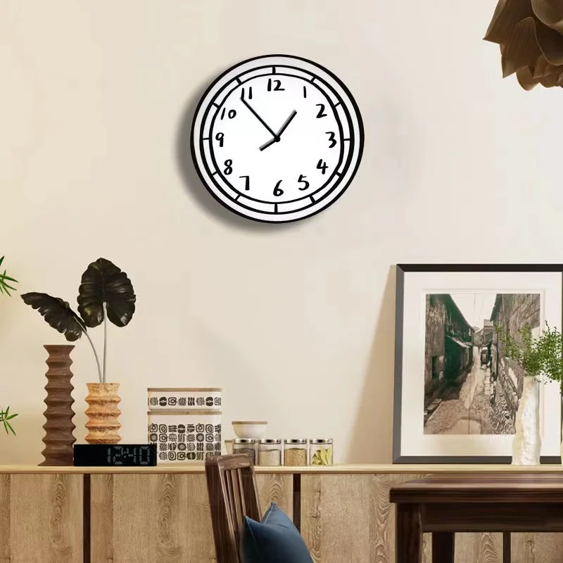 Мультяшные часы Корейская внутренняя стена дома Гостиная Кабинет Столовая Студия Художественное оформление комнаты Креативные Настенные часы Белый Дом Изображение 4