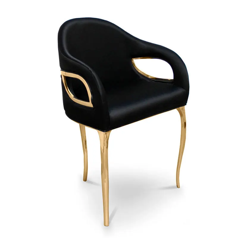 Легкий роскошный обеденный стул из чистой меди, простой современный высококачественный книжный стул со спинкой, художественный стул для отдыха Изображение 0
