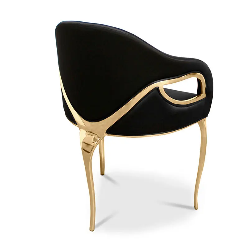 Легкий роскошный обеденный стул из чистой меди, простой современный высококачественный книжный стул со спинкой, художественный стул для отдыха Изображение 5