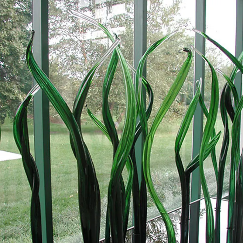 Напольные светильники для виллы из Муранского стекла зеленого цвета травы, Художественное оформление сада, Скульптура для помещений от 36 до 48 дюймов Изображение 0