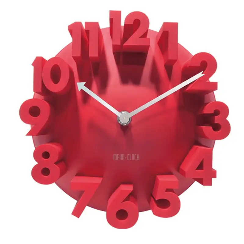 3D Круглые Настенные часы Металлические Габаритные Цифровые Подвесные Часы Modern Timing D Оптом Изображение 2