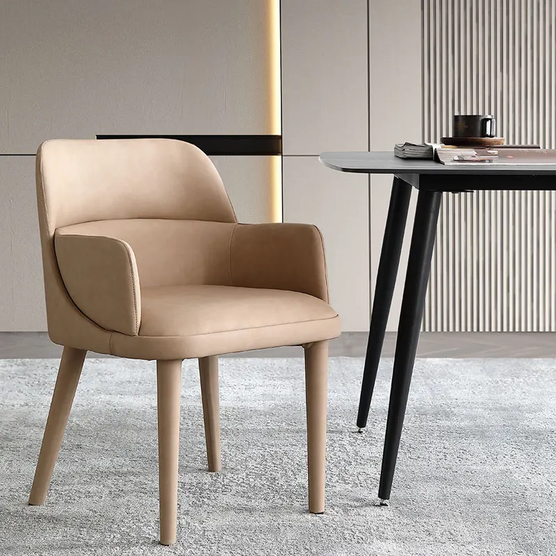 Минималистичные обеденные стулья в скандинавском стиле, ретро-кожа, расслабляющий Роскошный обеденный стул, кресло, Балкон, мебель для гостиной Cadeira WZ50DC Изображение 1