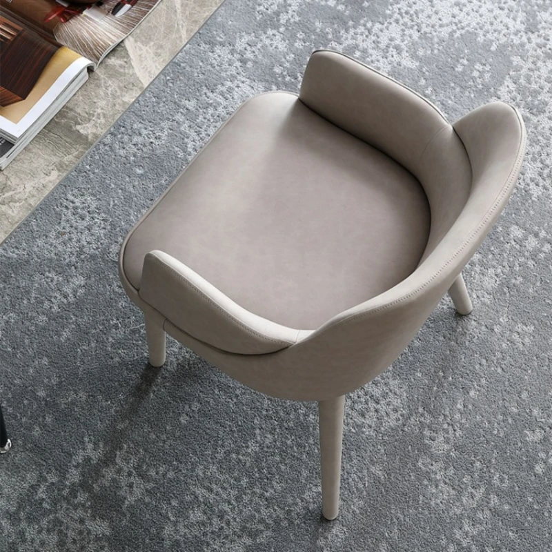 Минималистичные обеденные стулья в скандинавском стиле, ретро-кожа, расслабляющий Роскошный обеденный стул, кресло, Балкон, мебель для гостиной Cadeira WZ50DC Изображение 4