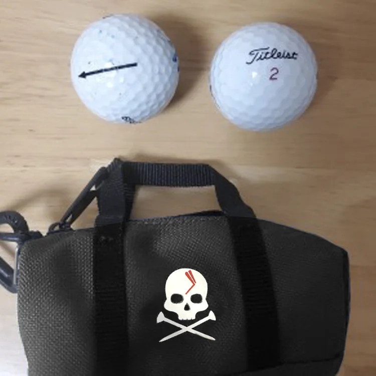 Сумка для мячей для гольфа, мини-версия, двойная сумка для мячей, поясная сумка для переноски, сумка для аксессуаров в виде скелета, простая и стильная Изображение 2