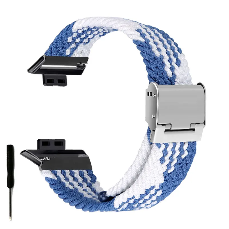 Плетеный ремешок из нейлоновой ткани Solo Loop Спортивный для часов Huawei Ремешок 16 мм 18 мм 20 мм 22 мм Эластичный браслет для Huawei серии FIT Изображение 2