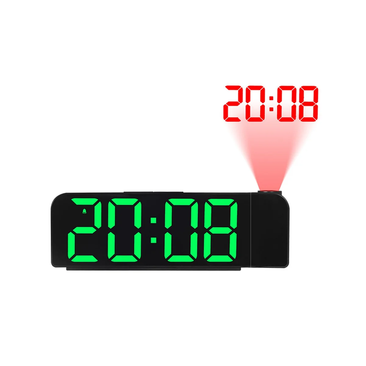 Проекционный будильник с поворотом на 180 °, 12/24-часовые светодиодные цифровые часы с USB-зарядкой, потолочный проектор-будильник (зеленый) Изображение 0