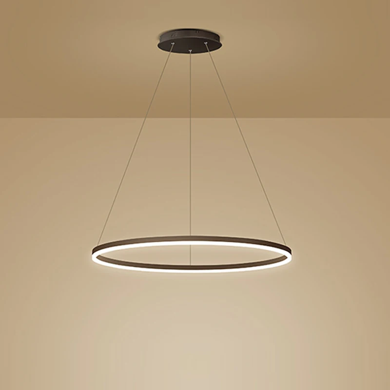 Современный светодиодный подвесной светильник Алюминиевый круг для гостиной, ресторана, домашней кольцевой люстры Изображение 0