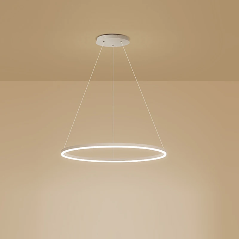Современный светодиодный подвесной светильник Алюминиевый круг для гостиной, ресторана, домашней кольцевой люстры Изображение 1