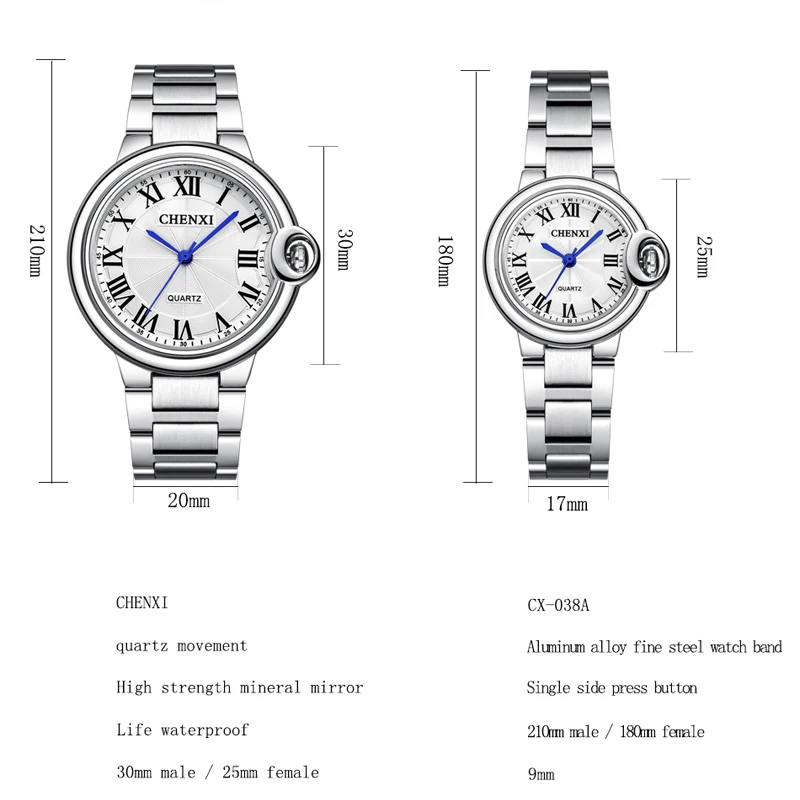 Модные кварцевые часы Chenxi от ведущего бренда для роскошных мужчин, которые любят женщины, Водонепроницаемые мужские спортивные аналоговые наручные часы из нержавеющей стали Изображение 3