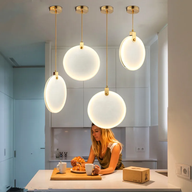 светодиодный блеск скандинавский дизайн Круглые каменные подвесные светильники Мраморный подвесной светильник кухонный остров Столовая Изображение 0