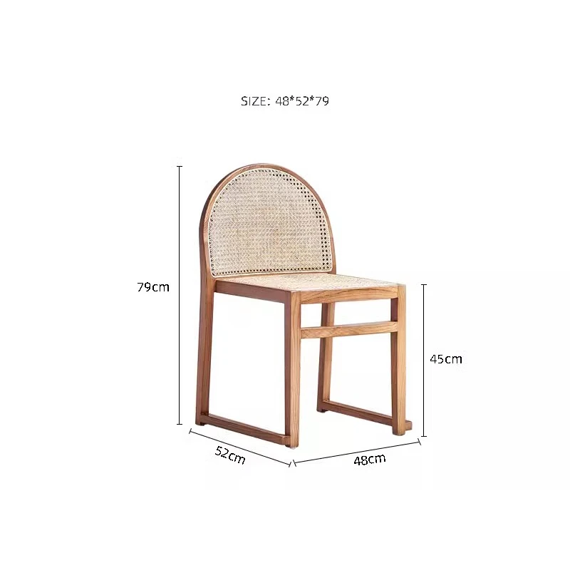 Обеденный стул из скандинавского ротанга Кухонная Роскошная спинка из массива дерева Стул для ресторана отеля Мебель для дома и отдыха WKDC Изображение 5
