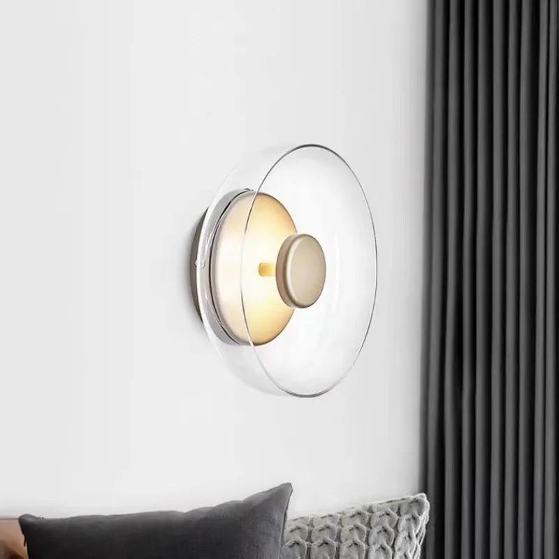 Скандинавский светодиодный настенный светильник, стеклянные полукруглые настенные бра для прикроватной тумбочки, прихожей, гостиной, внутреннего оформления, настенного освещения Изображение 0