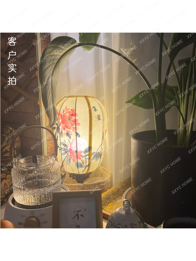 Китайская Классическая Настольная лампа Прикроватная лампа для спальни Деревянная Чайная комната в китайском стиле в стиле Ретро Дзен Старинный стиль Студия Дворцовая Настольная лампа Изображение 3