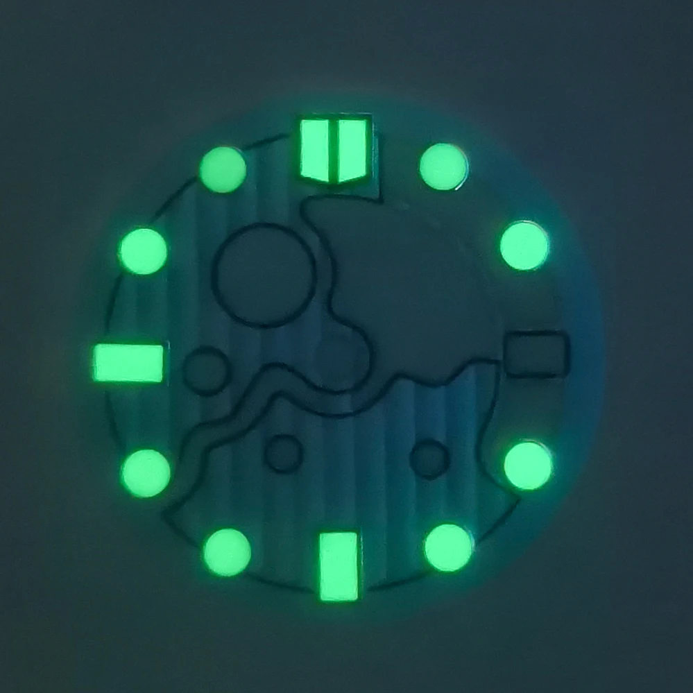28,5 мм зеленый светящийся выдолбленный циферблат подходит для механизма NH35 / 36 аксессуары для часов с индивидуальным циферблатом Изображение 4