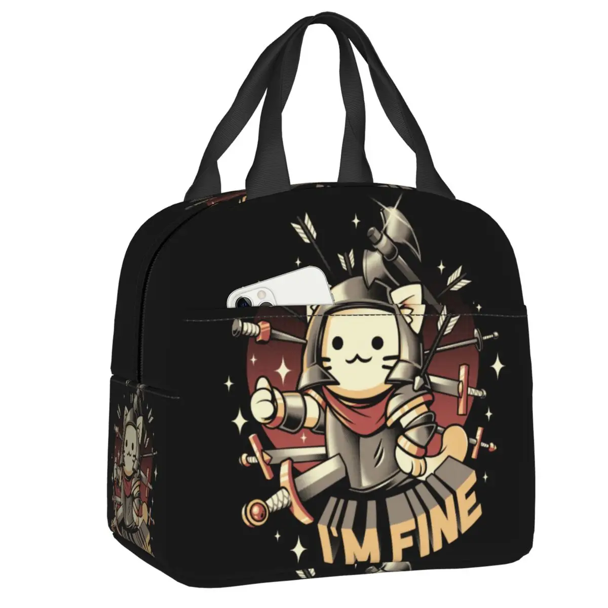 Аниме Сатанинская готическая кошка-ведьма, изолированная сумка для ланча для женщин, Герметичный кулер, термос для ланча, Пляжный кемпинг, путешествия Изображение 5