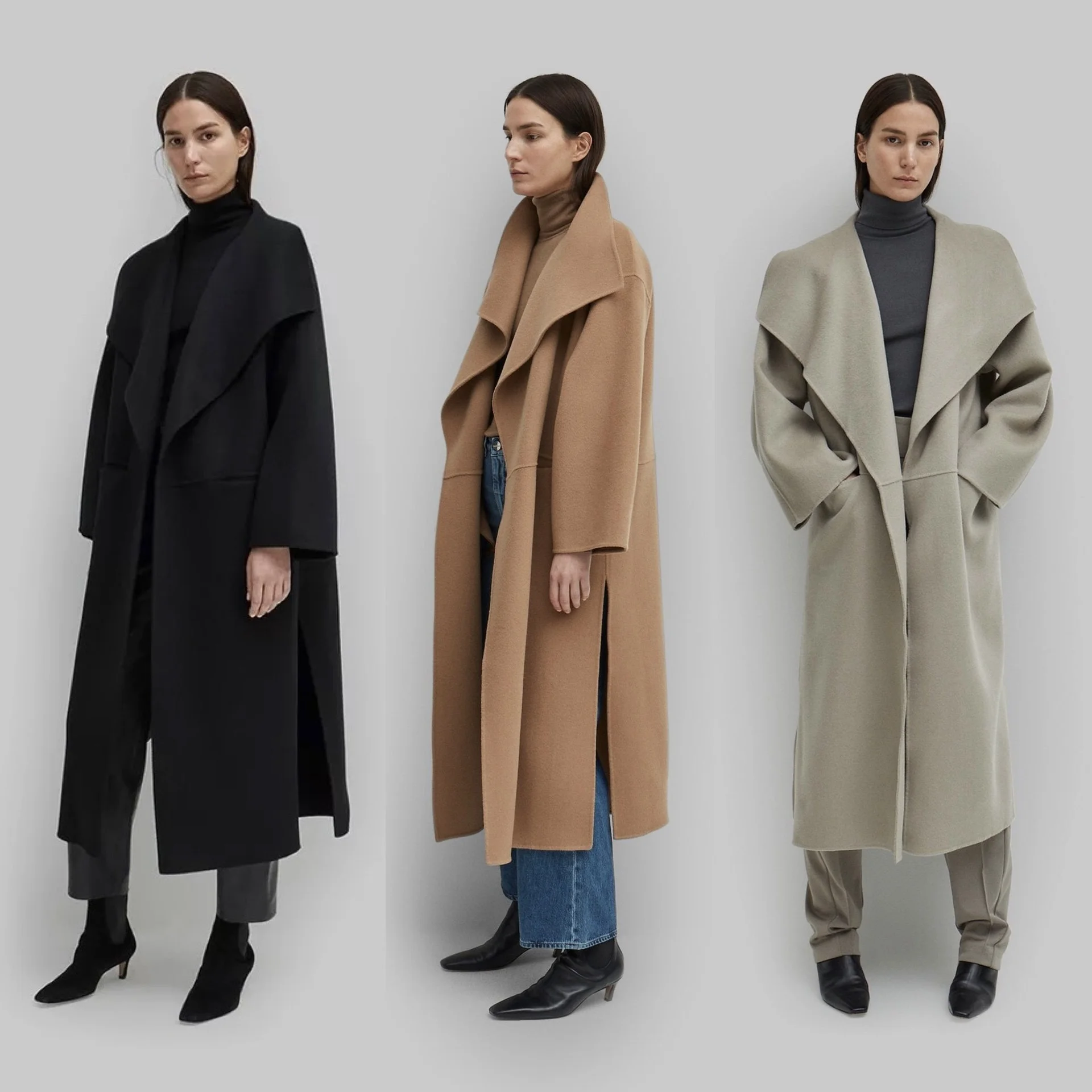 Женское свободное двустороннее пальто из скандинавской австралийской шерсти Оверсайз Изображение 0