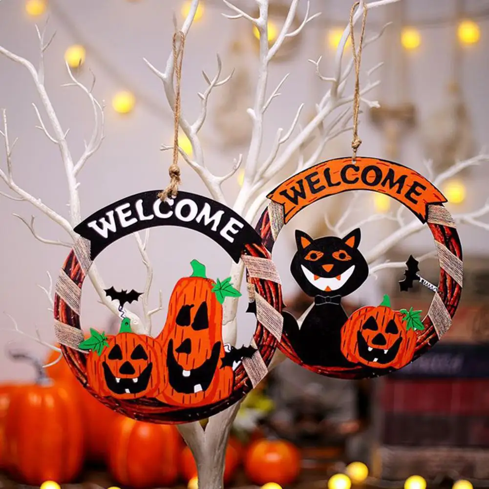 Праздничное украшение на Хэллоуин, Жуткий декор для вечеринки на Хэллоуин, Подвеска в виде тыквенной летучей мыши, окно, дверь, Приветственный знак для праздника Изображение 3
