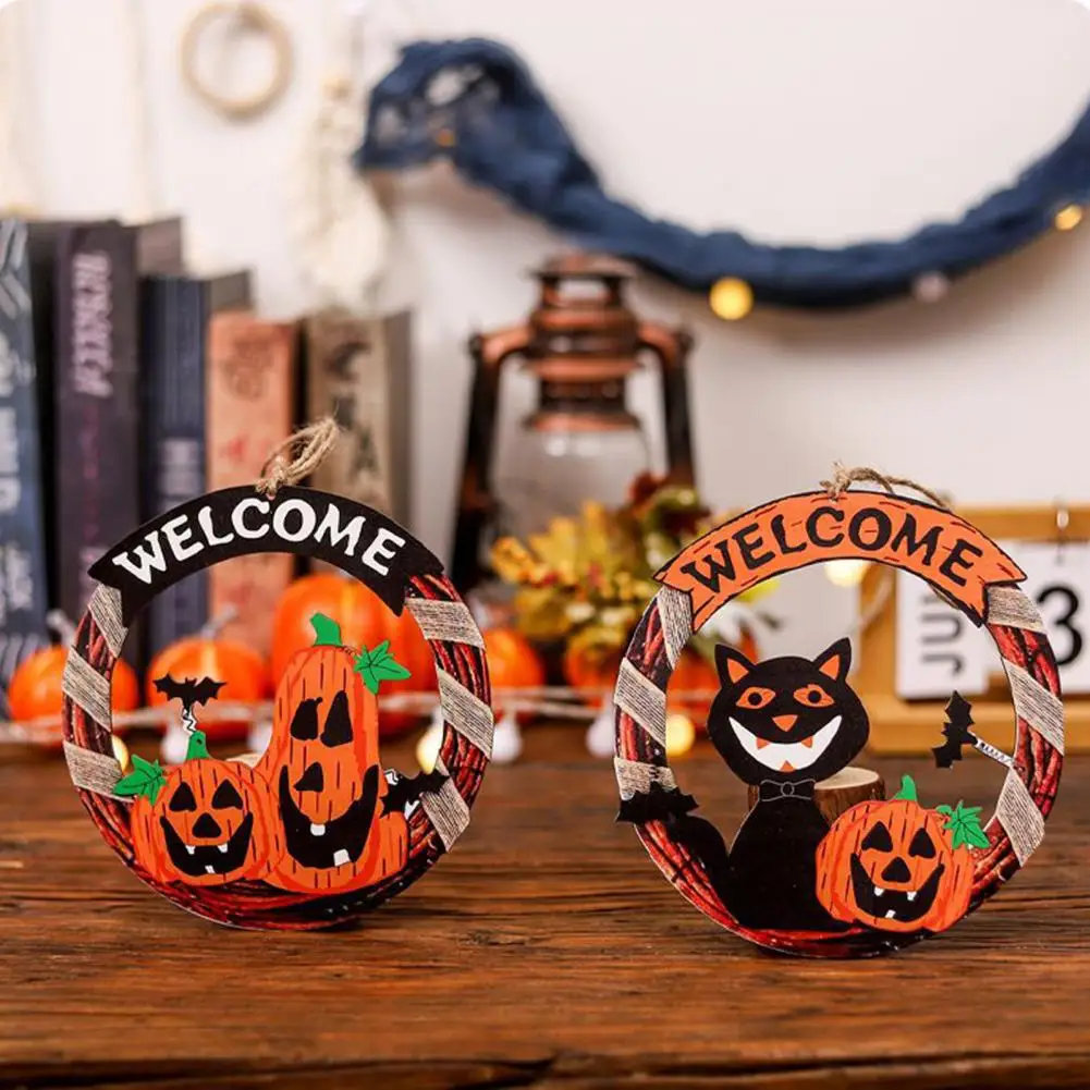 Праздничное украшение на Хэллоуин, Жуткий декор для вечеринки на Хэллоуин, Подвеска в виде тыквенной летучей мыши, окно, дверь, Приветственный знак для праздника Изображение 4