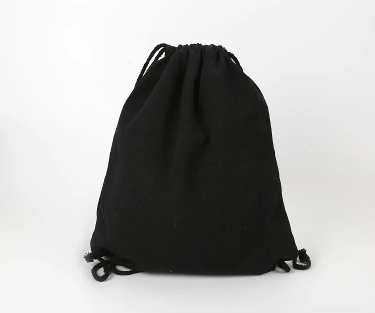 Холщовая сумка на плечах, связка с завязками, карманы, сумка для покупок, студенческий рюкзак, хлопчатобумажная сумка для спортзала, дорожная сумка для хранения Изображение 5