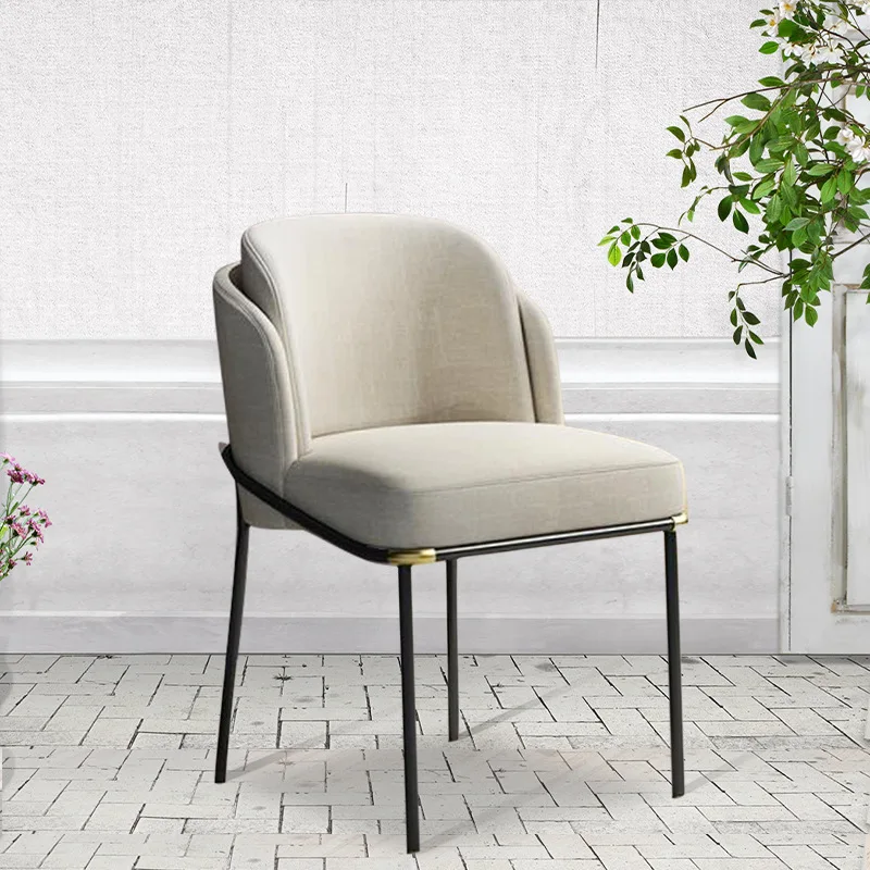 Современный обеденный стул в скандинавском стиле с металлическими ножками, Роскошный стул для кухни и гостиной с мягкой обивкой, Дизайнерский шезлонг, Дизайнерская мебель Изображение 5