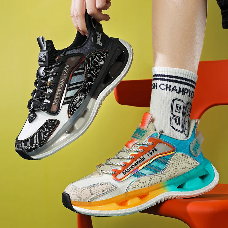 Кроссовки для бега для мужчин и женщин, удобная обувь для ходьбы, дышащие модные кроссовки, противоскользящая амортизирующая повседневная обувь Изображение 3
