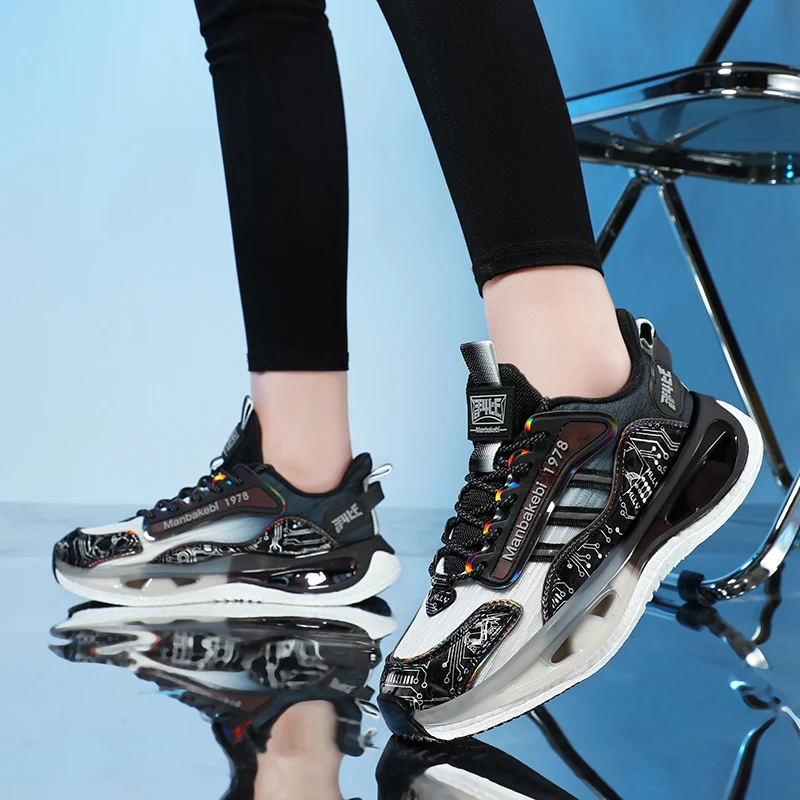 Кроссовки для бега для мужчин и женщин, удобная обувь для ходьбы, дышащие модные кроссовки, противоскользящая амортизирующая повседневная обувь Изображение 5