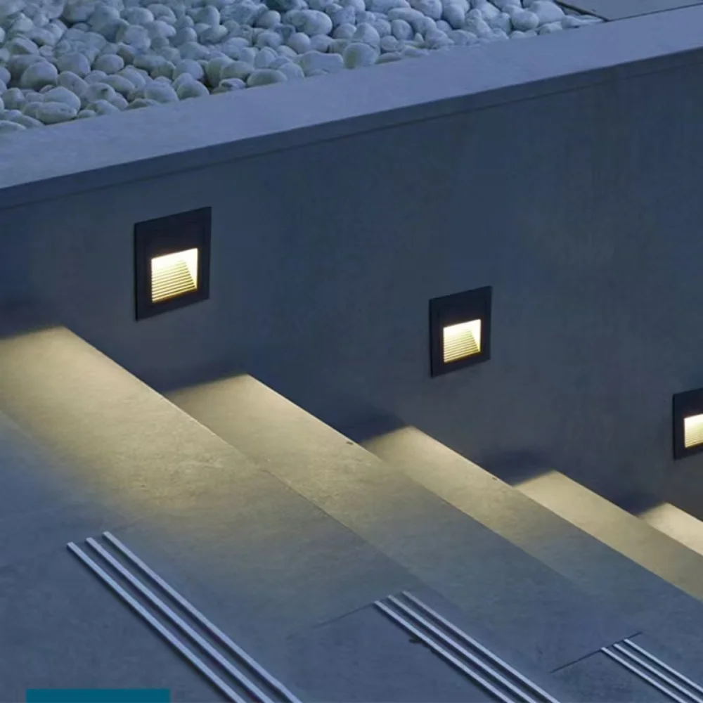 Наружный настенный светильник для помещений, датчик движения, светодиодный лестничный светильник для коридора, Угловой встраиваемый светильник для ног Изображение 1