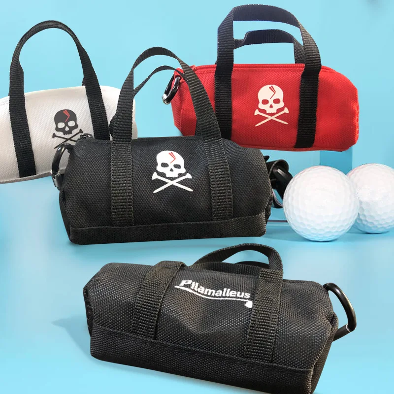 Сумка для мячей для гольфа, мини-версия, двойная сумка для мячей, поясная сумка для переноски, сумка для аксессуаров в виде скелета, простая и стильная Изображение 0