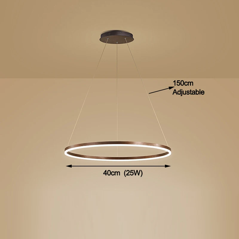 Современный светодиодный подвесной светильник Алюминиевый круг для гостиной, ресторана, домашней кольцевой люстры Изображение 3