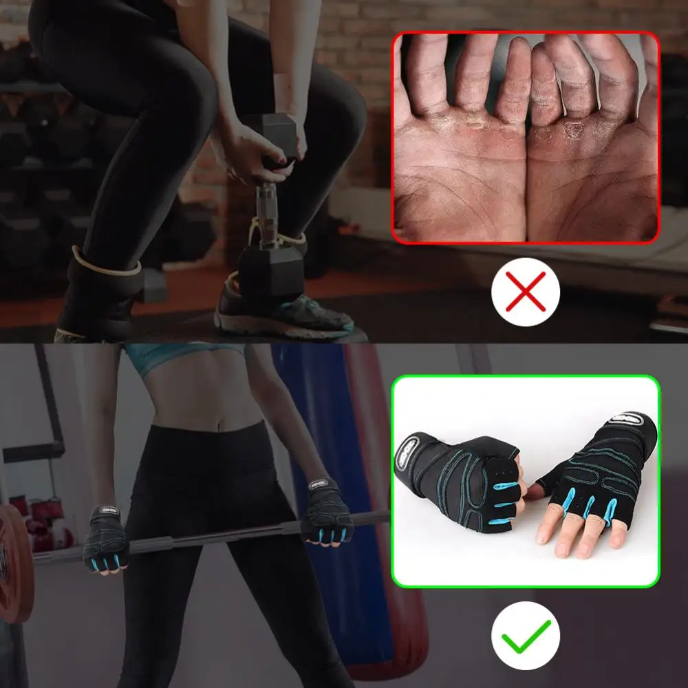 1-10 шт. Перчатки для тренировок в тренажерном зале, для занятий тяжелой атлетикой, для мужчин, женщин, для бодибилдинга, Нескользящие перчатки на полпальца, для поддержки запястья, тяжелая атлетика Изображение 2