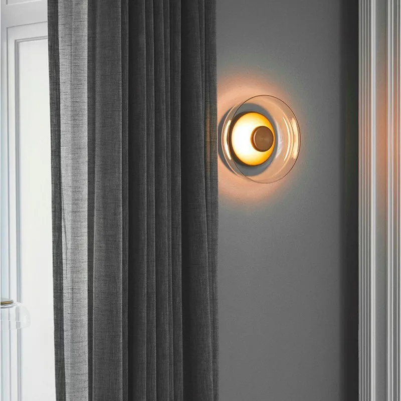 Скандинавский светодиодный настенный светильник, стеклянные полукруглые настенные бра для прикроватной тумбочки, прихожей, гостиной, внутреннего оформления, настенного освещения Изображение 4