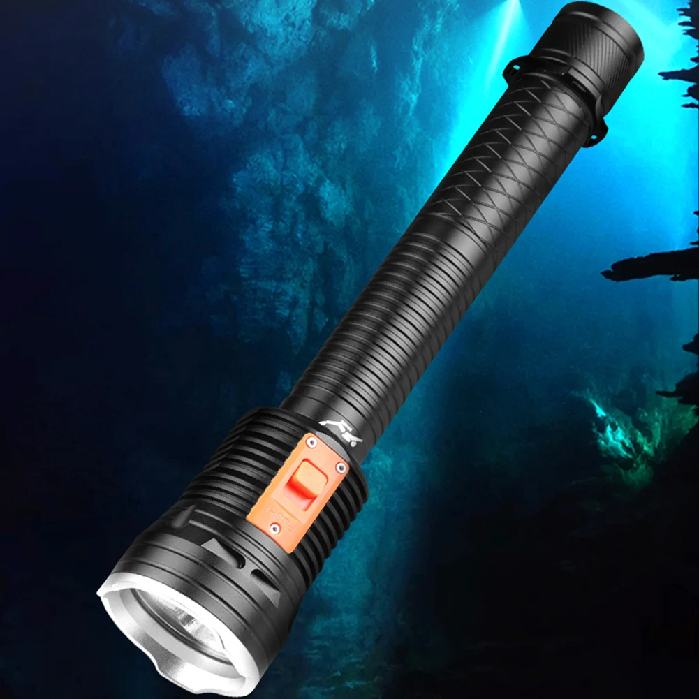 Фонарик для подводного плавания IPX8 2500LM, фонарь для подводного плавания высокой яркости, 3 режима, светодиодный фонарик для подводного плавания XHP70 для кемпинга, пеших прогулок Изображение 0
