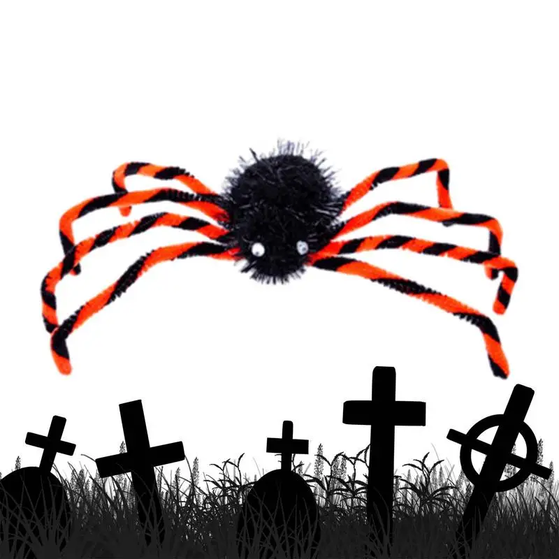 Повязка на голову в виде паука на Хэллоуин, жуткая повязка на голову в виде паука для костюмированных вечеринок, Ужасающие аксессуары в форме паука для одежды Изображение 0