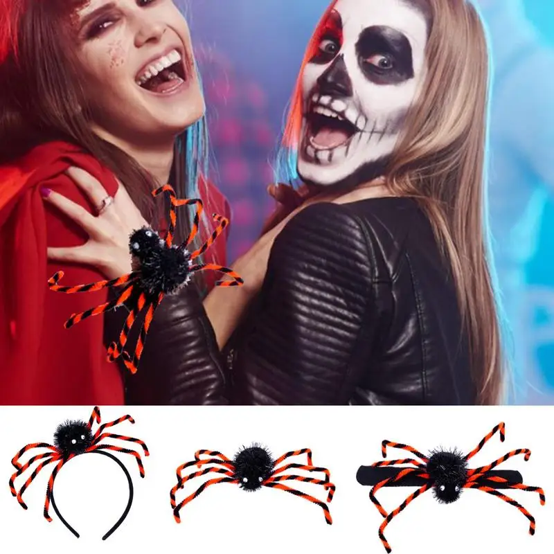 Повязка на голову в виде паука на Хэллоуин, жуткая повязка на голову в виде паука для костюмированных вечеринок, Ужасающие аксессуары в форме паука для одежды Изображение 1