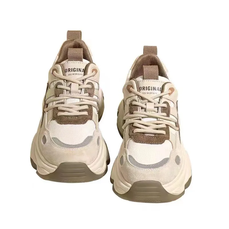 Массивные кроссовки Женская повседневная обувь Обувь на плоской подошве Винтажная спортивная обувь для отдыха на толстой подошве для женщин Кроссовки для бега Изображение 0