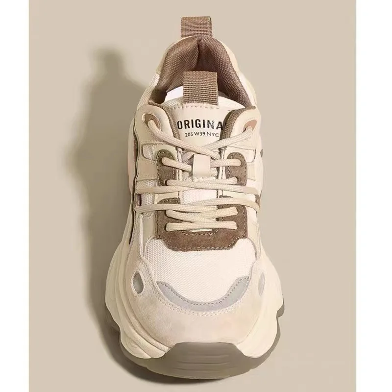 Массивные кроссовки Женская повседневная обувь Обувь на плоской подошве Винтажная спортивная обувь для отдыха на толстой подошве для женщин Кроссовки для бега Изображение 2