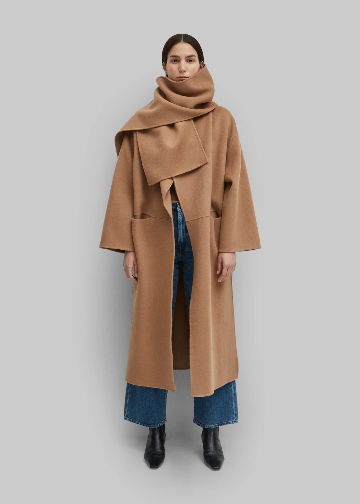 Женское свободное двустороннее пальто из скандинавской австралийской шерсти Оверсайз Изображение 1