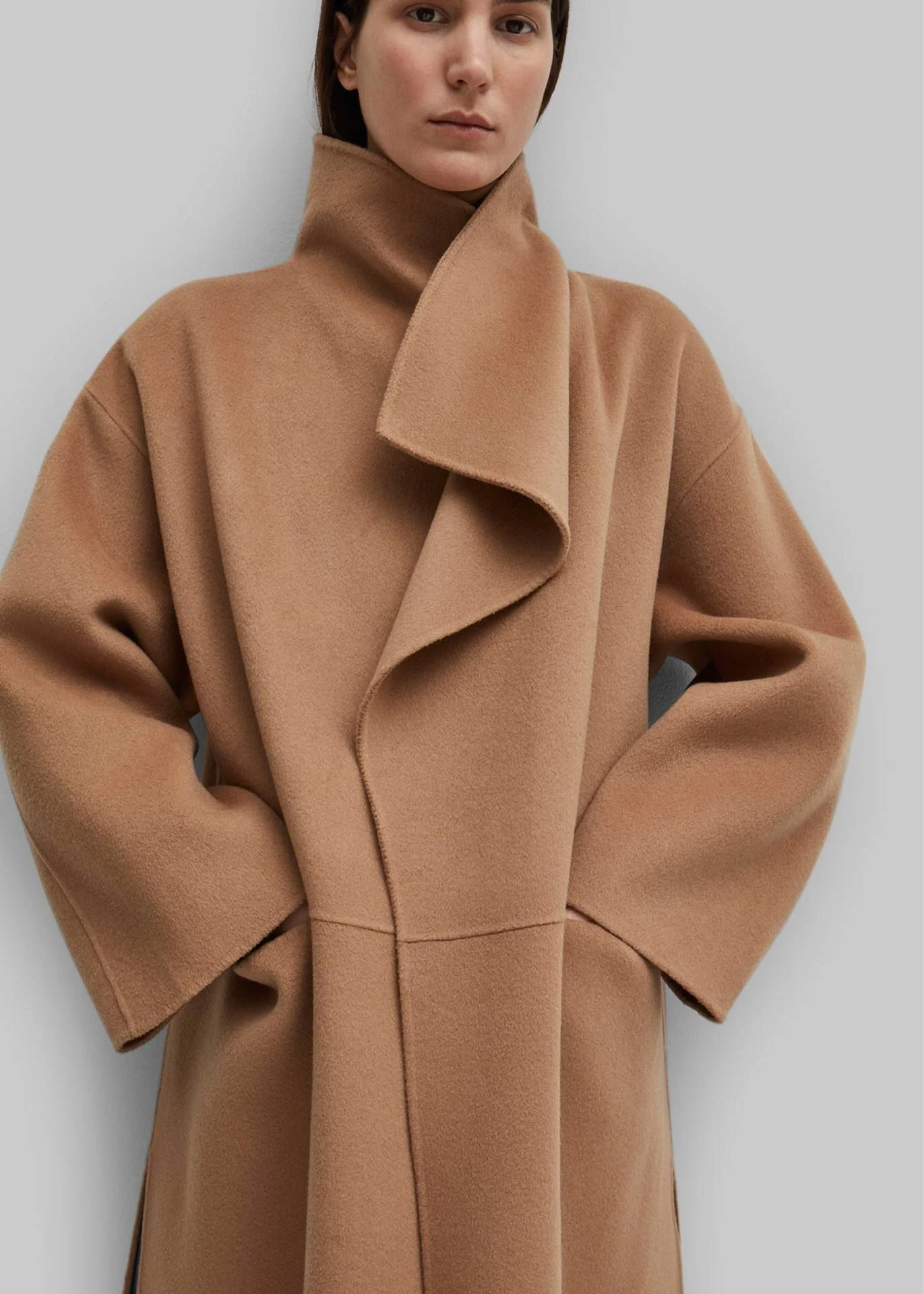 Женское свободное двустороннее пальто из скандинавской австралийской шерсти Оверсайз Изображение 3