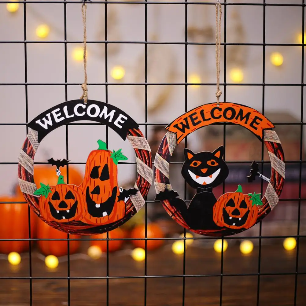 Праздничное украшение на Хэллоуин, Жуткий декор для вечеринки на Хэллоуин, Подвеска в виде тыквенной летучей мыши, окно, дверь, Приветственный знак для праздника Изображение 1
