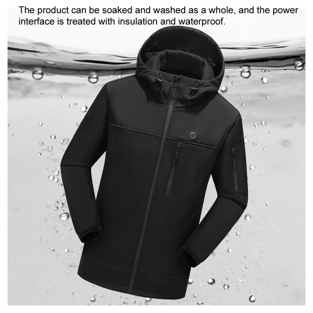 Моющиеся на открытом воздухе куртки с USB-подогревом, утепляющее пальто, зимняя гибкая электротермоодежда унисекс, теплая одежда для рыбалки и пеших прогулок. Изображение 2